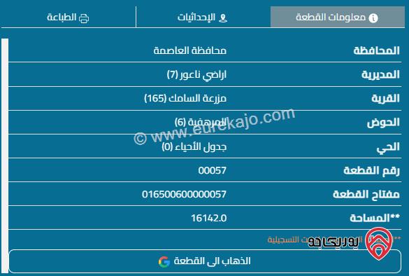 قطعة ارض مساحة 15885م للبيع في عمان - ناعور السامك 