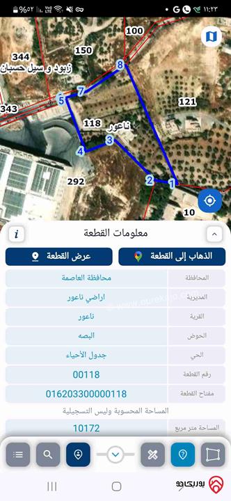 قطعة أرض مساحة 10 دونم للبيع في عمان - أراضي ناعور البصة 