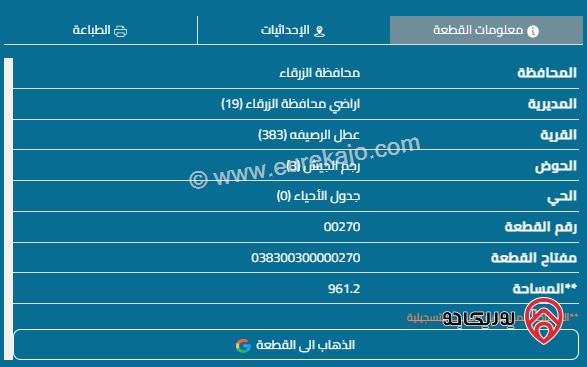 قطعة أرض مساحة 925م للبيع في ماركا	