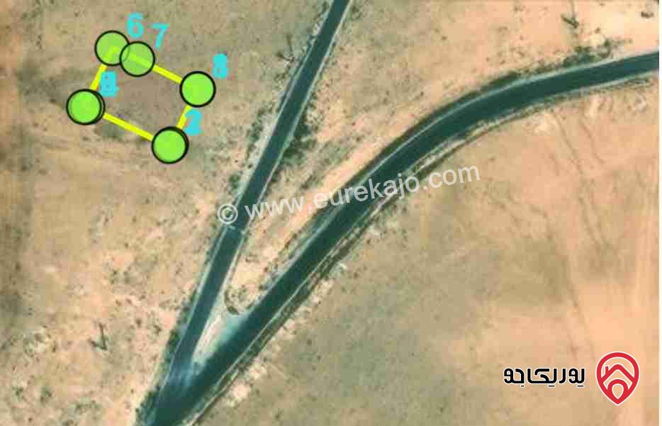 ارض مساحة 4966م للبيع في في عمان - الموقر الكتيفه حوض العنفدان الشرقي على الشارع الرئيسي