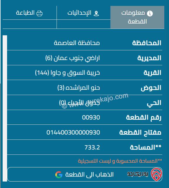 قطعة أرض مساحة 733م للبيع في عمان - منطقة جاوا قرب الارز 