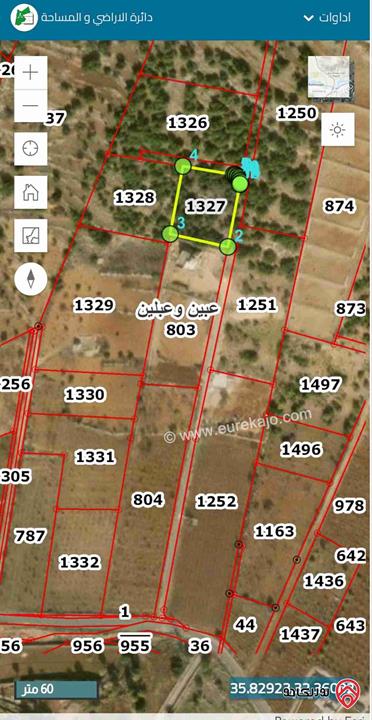قطعة أرض مساحة 2100م للبيع في عبين و عبلين - عجلون - الأردن 
