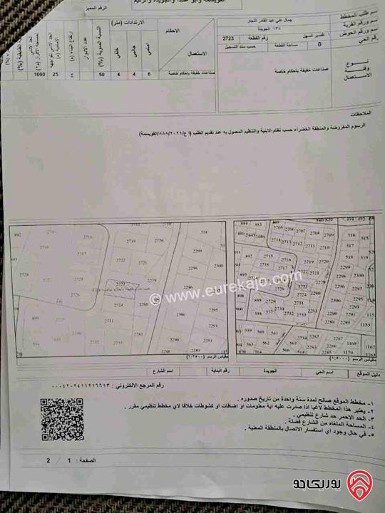 قطعة ارض صناعات خفيفة على شارعين مساحة 914م للبيع في عمان - منطقة الجويدة