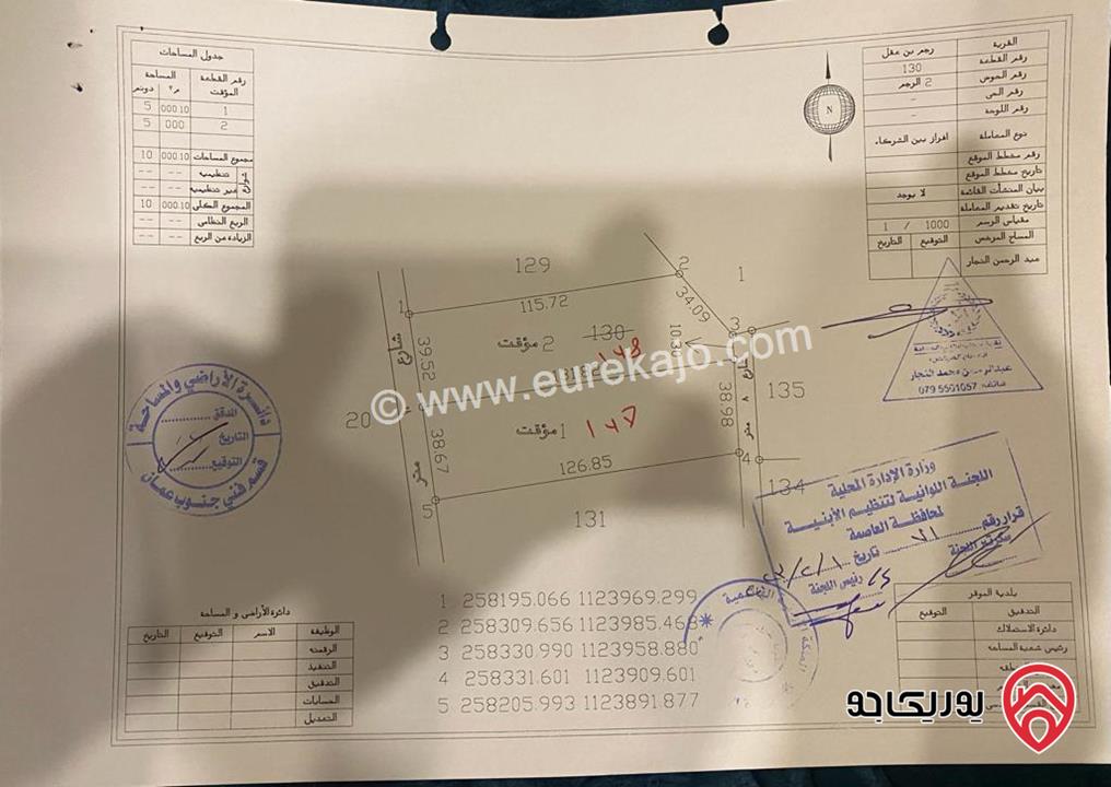 قطعة ارض مساحة 5 دونم للبيع في عمان - رجم بن عقل حوض الرجم من اراضي الموقر خلف المطار بجانب المعهد المروري