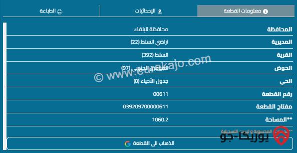 قطعة أرض مساحة 1060م للبيع في السلط