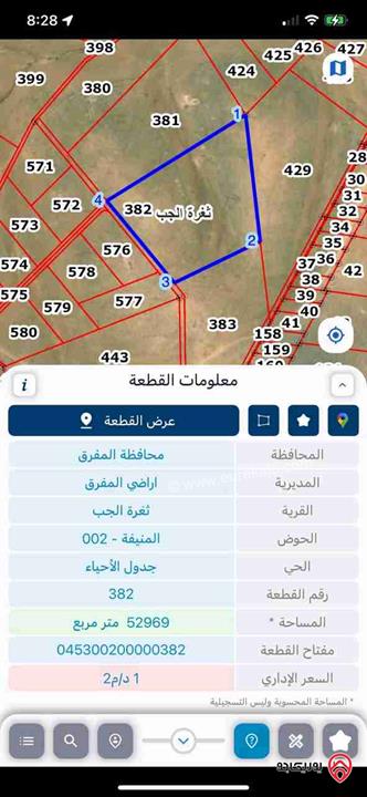 ارض مساحة 53 دونم للبيع من المالك، في المفرق ثغرة الجب