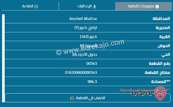 قطعة أرض مساحة 985م للبيع في عمان - مرج الحمام	