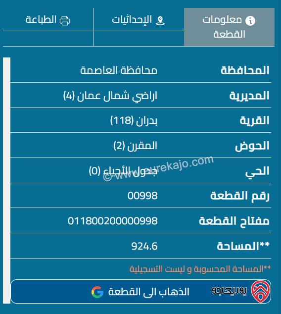 قطعة أرض مساحة 925م للبيع في شفا بدران 