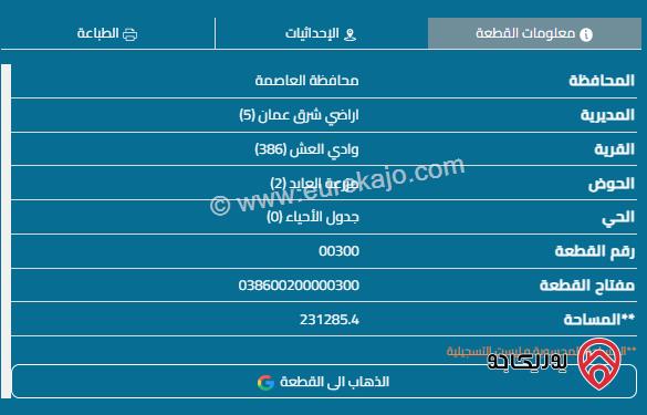 قطعة ارض للبيع 500م2 كوشان مشترك أراضي جسر الميه حوض وادي العش 