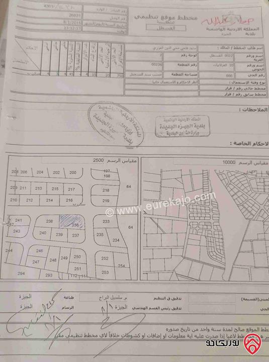 أرض مساحة 1209م للبيع في عمان - القسطل تبعد 500م عن شارع المطار