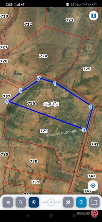 قطعة أرض مساحة 7200م للبيع في المفرق أراضي البادية الشمالية قرية الرفاعيات