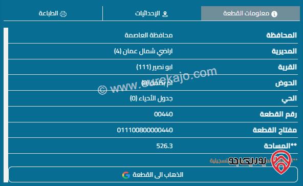 قطعة أرض مساحة 522م للبيع في عمان - أبو نصير 