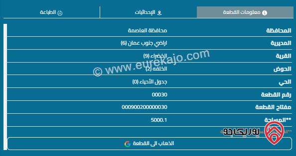 قطعة أرض مساحة 5 دونم للبيع في أم العمد