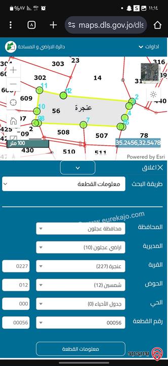 أرض مساحة الأرض 5700 متر مربع أرض مفصولة قوشان واحد شريك واحد للبيع في عجلون - عنجرة