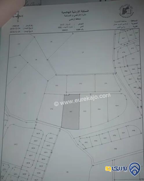 قطعة أرض مساحة 5 دونم للبيع في الظهير - الدمينة البيع لدونم أو أكثر