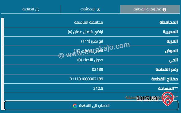 قطعة أرض بإطلالة مميزة مساحة 312م في أبو نصير - حي السعادة