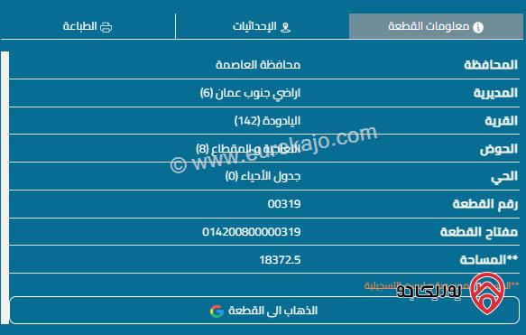 أرض مساحة 18300م للبيع في اليادودة 