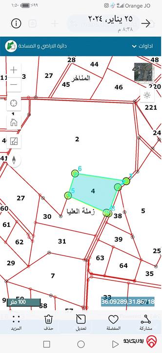 قطعة ارض مساحة 2 دونم للبيع في عمان - منطقة أحد زملة العليا بسعر مناسب 11 دينار للمتر