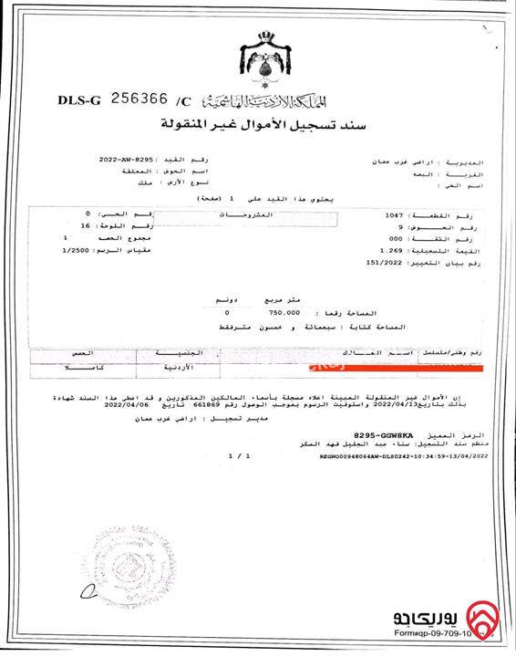 قطعة ارض مميزة مساحة 750م للبيع في عمان - منطقة ابو السوس وادي السير