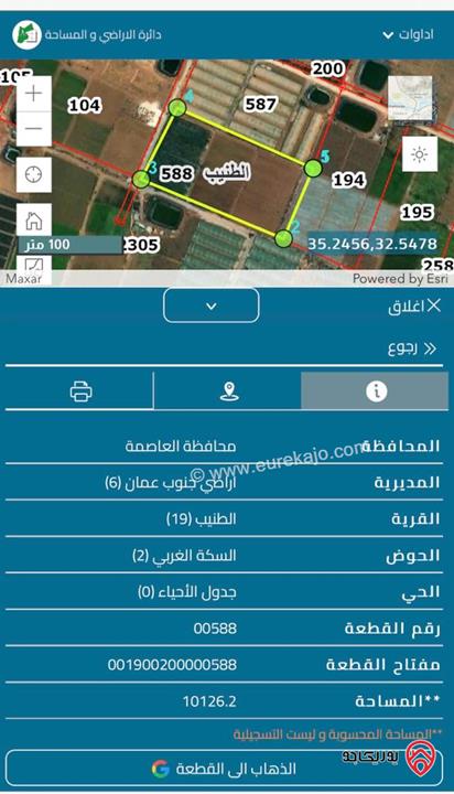 ارض مساحة 9570م للبيع في الطنيب حوض السكة الغربي من اراضي جنوب عمان 