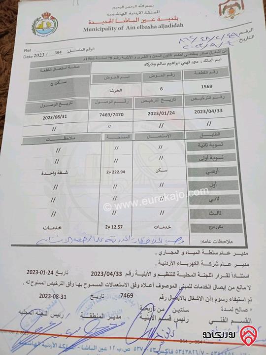 منزل مساحة 222م على أرض 485م للبيع في عمان - عين الباشا