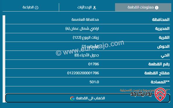 قطعة ارض مساحة 500م للبيع في شفا بدران	