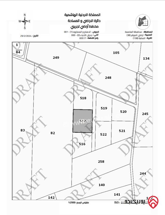 ارض مساحة 3787م للبيع في عمان - المطبة حوض الدهام و المصاروة من اراضي الموقر بجانب المشاريع