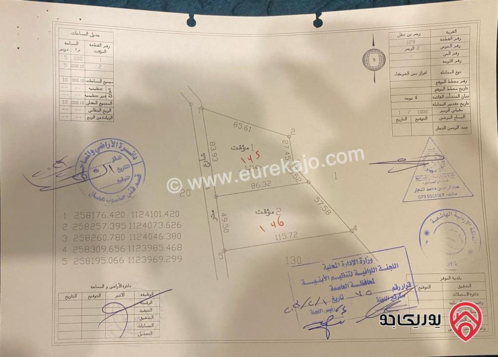 قطعة ارض مساحة 5 دونم للبيع في عمان - رجم بن عقل حوض الرجم من اراضي الموقر خلف المطار بجانب المعهد المروري