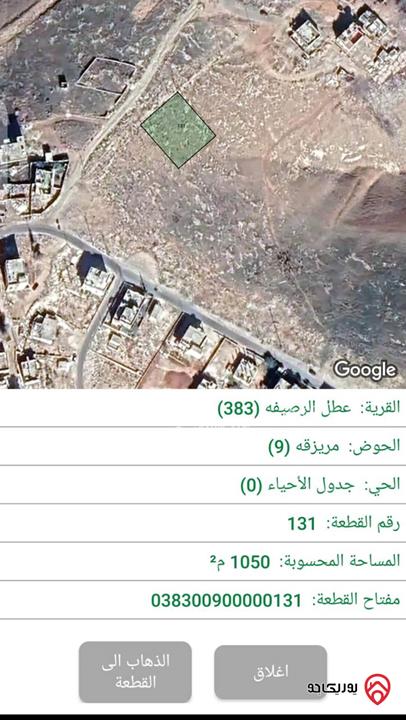 قطعتين أرض مساحة كل أرض 1050م للبيع في عمان - المغيرات، حوض مريزقة