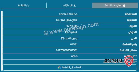 قطعة أرض مساحة 600م للبيع في ماركا 