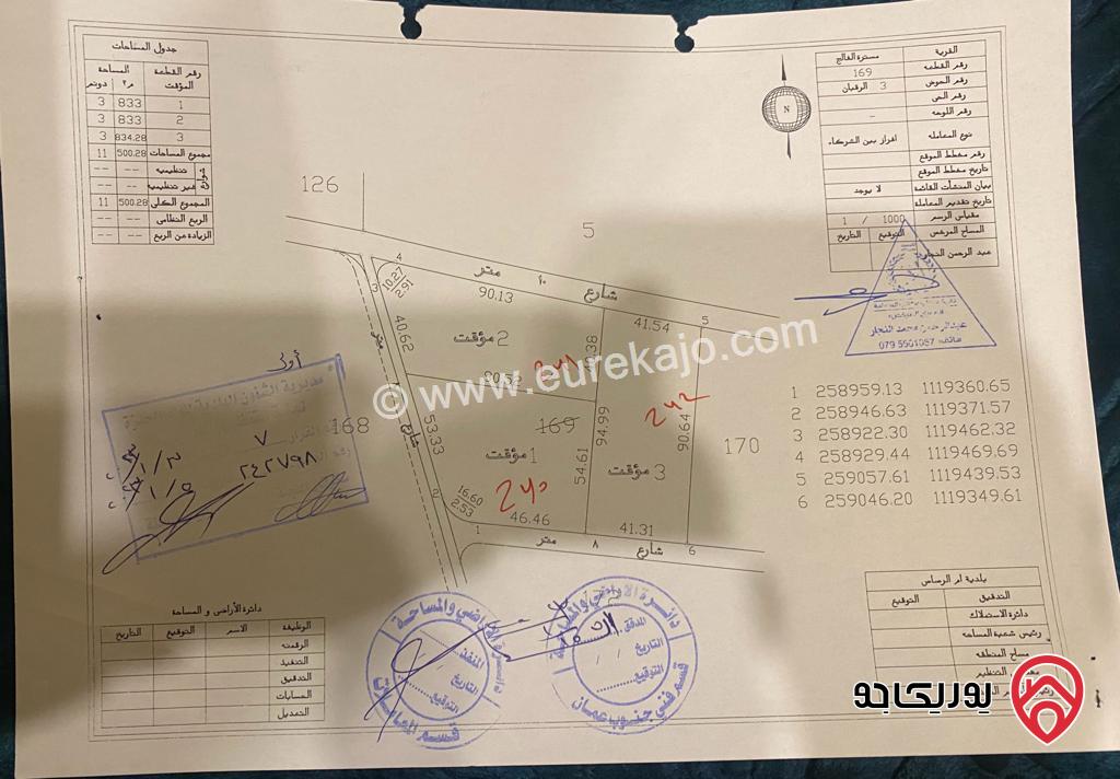 قطعة ارض مساحة 3581م للبيع في عمان - الجيزة مسترة الفالج حوض الرقبان من اراضي جنوب عمان خلف المطار و بجانب المشاريع