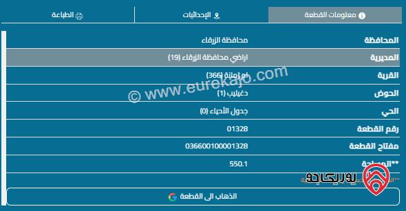 قطعة ارض مساحة 500م للبيع في الزرقاء - أم رمانة 