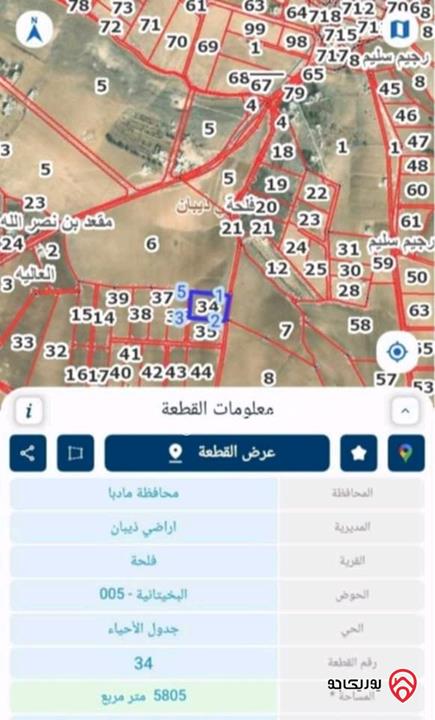 اراضي زراعية مفروزات واصلهم خدمات للبيع من المالك مباشرة في مادبا - ذيبان