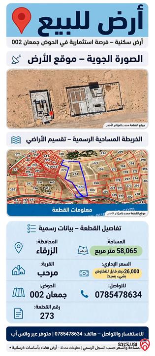 قطعة ارض مساحة 54 دونم للبيع في الزرقاء - بيرين
