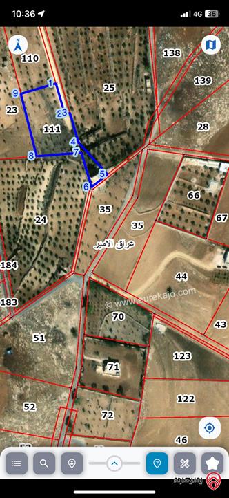 قطعة  أرض مساحة 4 دونم و 254م للبيع من أراضي غرب عمّان/ عراق الأمير من جهة بدر الجديده - مطلة على البحر الميت و القدس الشريف