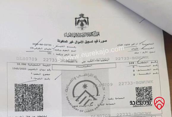 أرض مساحة 10 دونم للبيع من أراضي جنوب عمان - الجيزة عليان سند تسجيل مستقل بسعر مغري