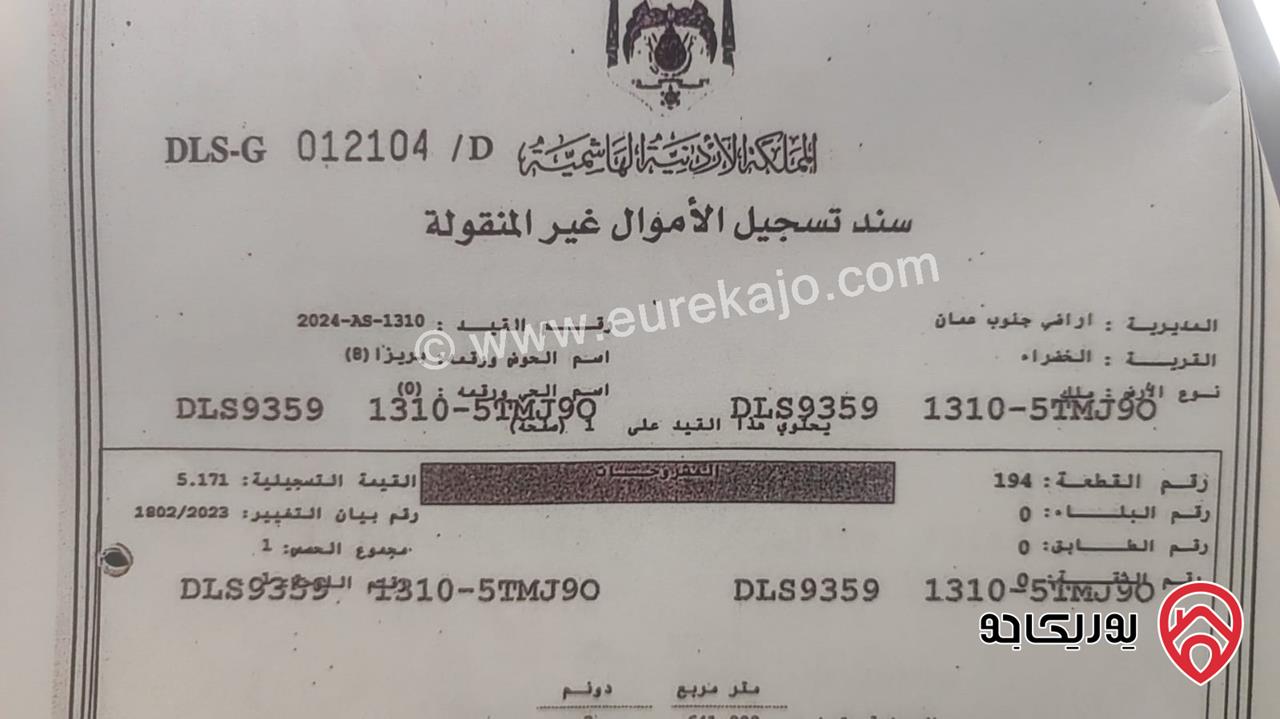 أرض مميزة مساحة 19 دونم و 561م للبيع في جنوب عمان / الخضراء