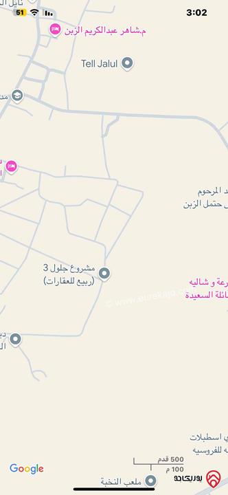 قطعة أرض مساحة 9 دونم و 250م للبيع من اراضي جنوب عمان - منطقة جلول