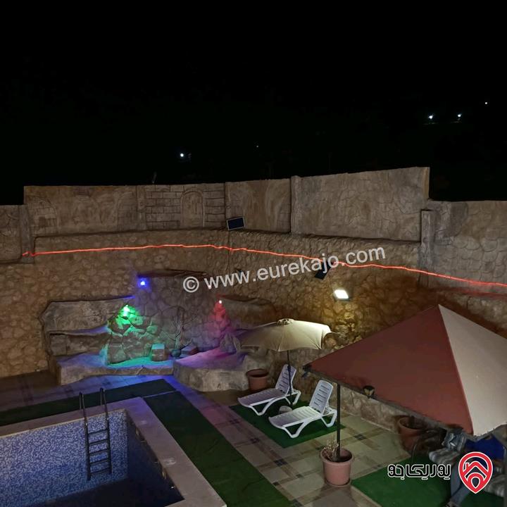 مزرعة وشاليه مساحة البناء 160م على أرض 3500م للبيع في المفرق - منطقة دحل شرق جرش  