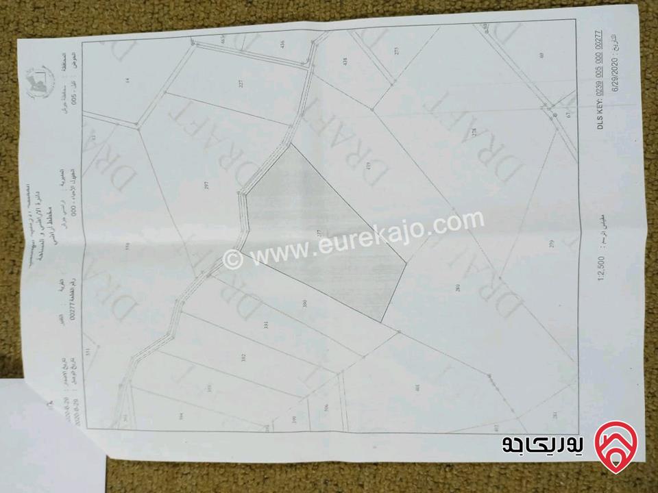 قطعة ارض مساحة 22 دونم للبيع في جرش - الكفير