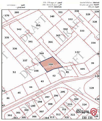 أرض مساحة 1218م للبيع في عمان - ام الأسود بدر الجديدة