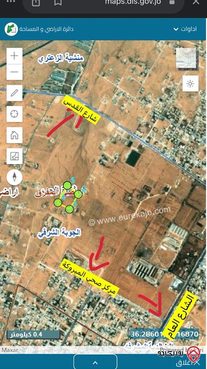 قطعة أرض مساحة 13500م للبيع في المفرق - الخالدية - خلف منتزه المبروكة