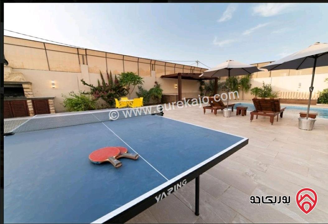 شـاليه مـفروش مساحة الأرض 550م والبناء 150م للبيع في البحر الميت منطقة الشونة الجنوبية الجوفة