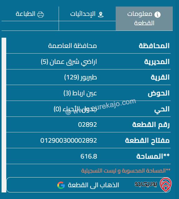  أرض سكنية للبيع في عمان- طبربور - حوض عين أرباط المساحة 616 م 