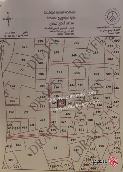أرض صناعات خفيفة مساحة 838م للبيع في عمان - المقابلين