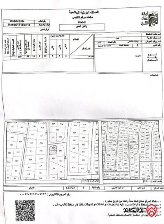 أرض مساحة 590م للبيع في عمان - أم أذينة