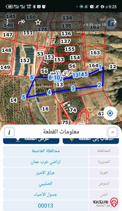 أرض مساحة 2 دونم من أصل 18 دونم للبيع في عمان - عراق الامير بسعر 20 ألف