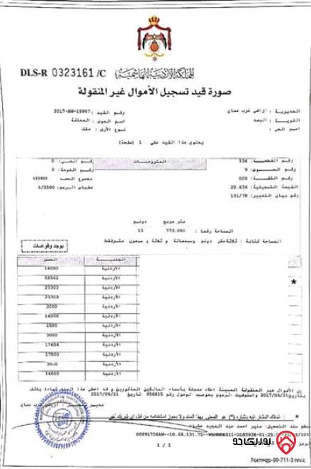 قطعة أرض مساحة 3 دونم و 10م للبيع في عمان - البيادر