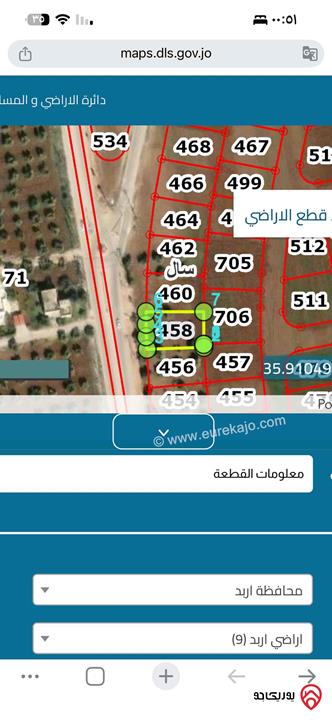 ارض تجارية مساحة 584م للبيع في اربد منطقة سال 