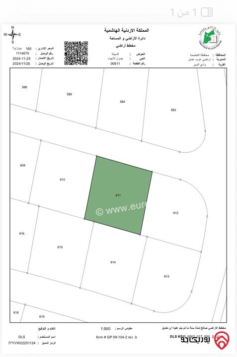ارض مساحة 750م للبيع في عمان - مقابل الظهير حوض الدمينة 
